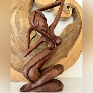 Large Vintage Wood Carved Female Statue Vintage "Bathing at the River"